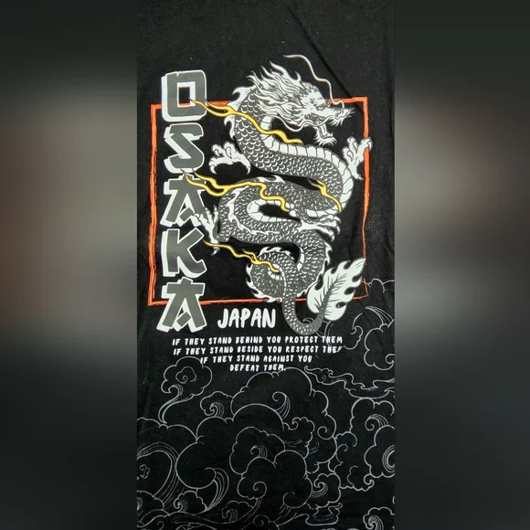 🐉⚫️ Osaka Japan Dragon Unisex Black Longsleeve Shirt Size Small ⚫️ 🐉 - Picture 4 of 6